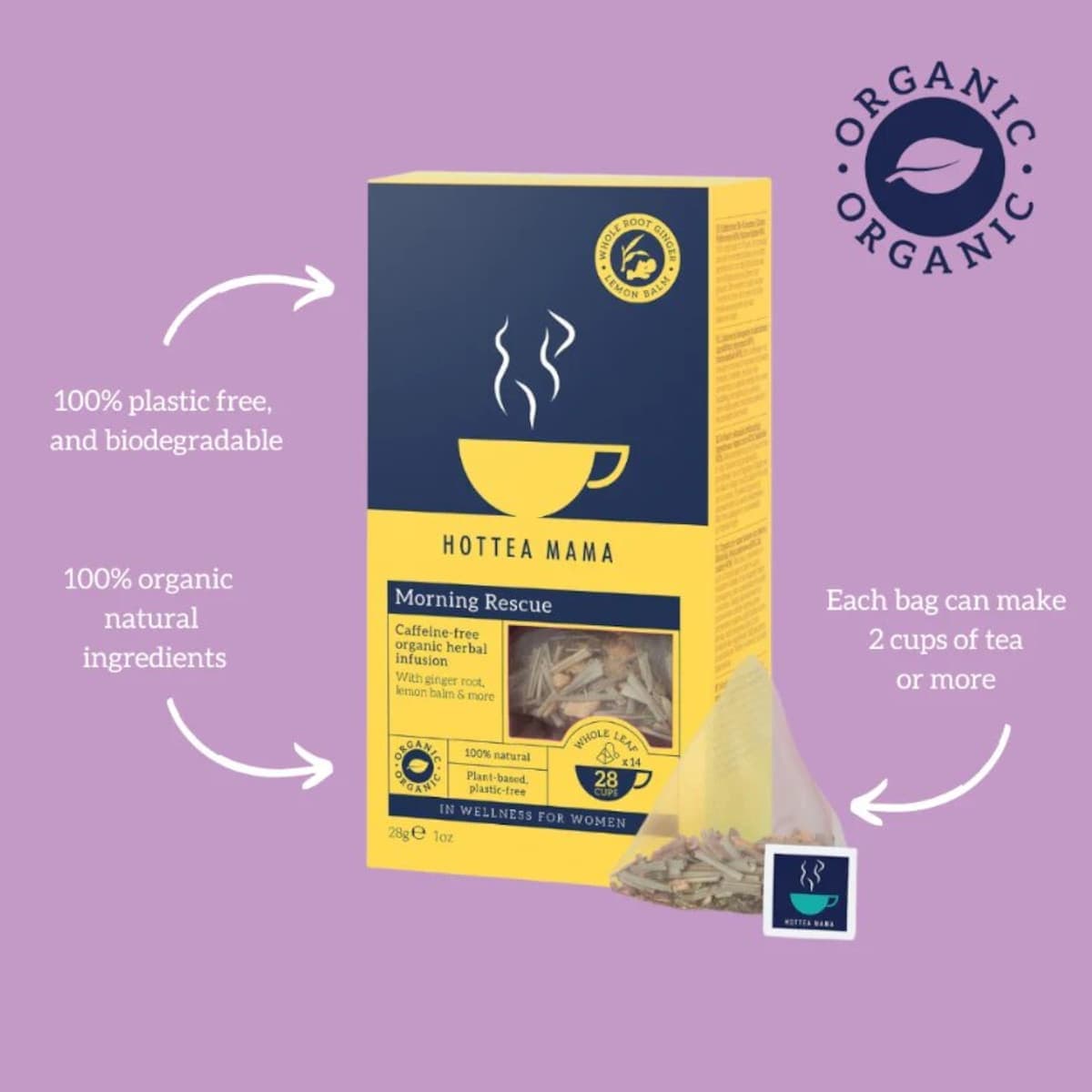 Thumbnail Hottea Mama Organic Morning Rescue Herbal Tea 14 Pack
