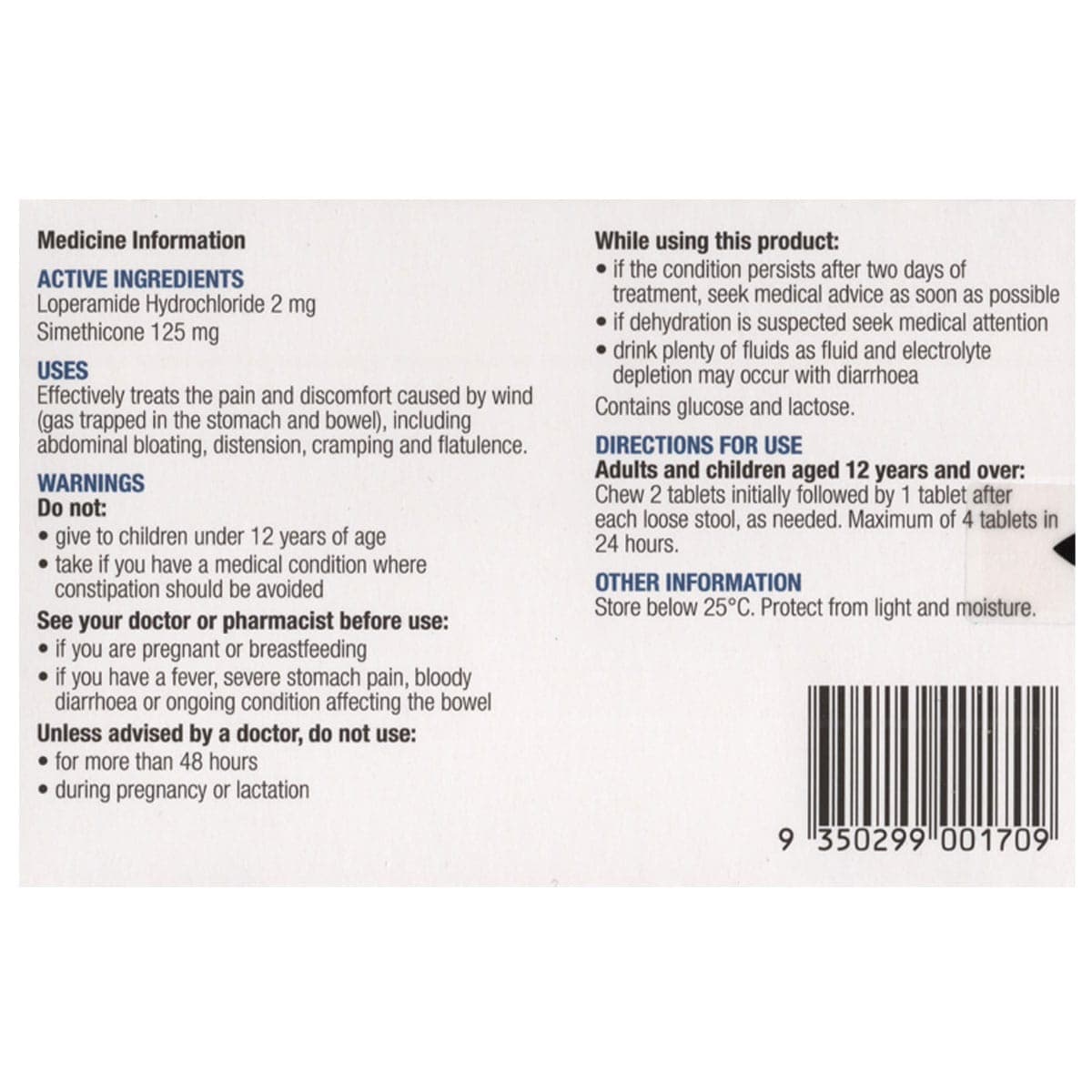 Thumbnail Chemists Own Diarrhoea Relief Plus 12 Chewable Tablets