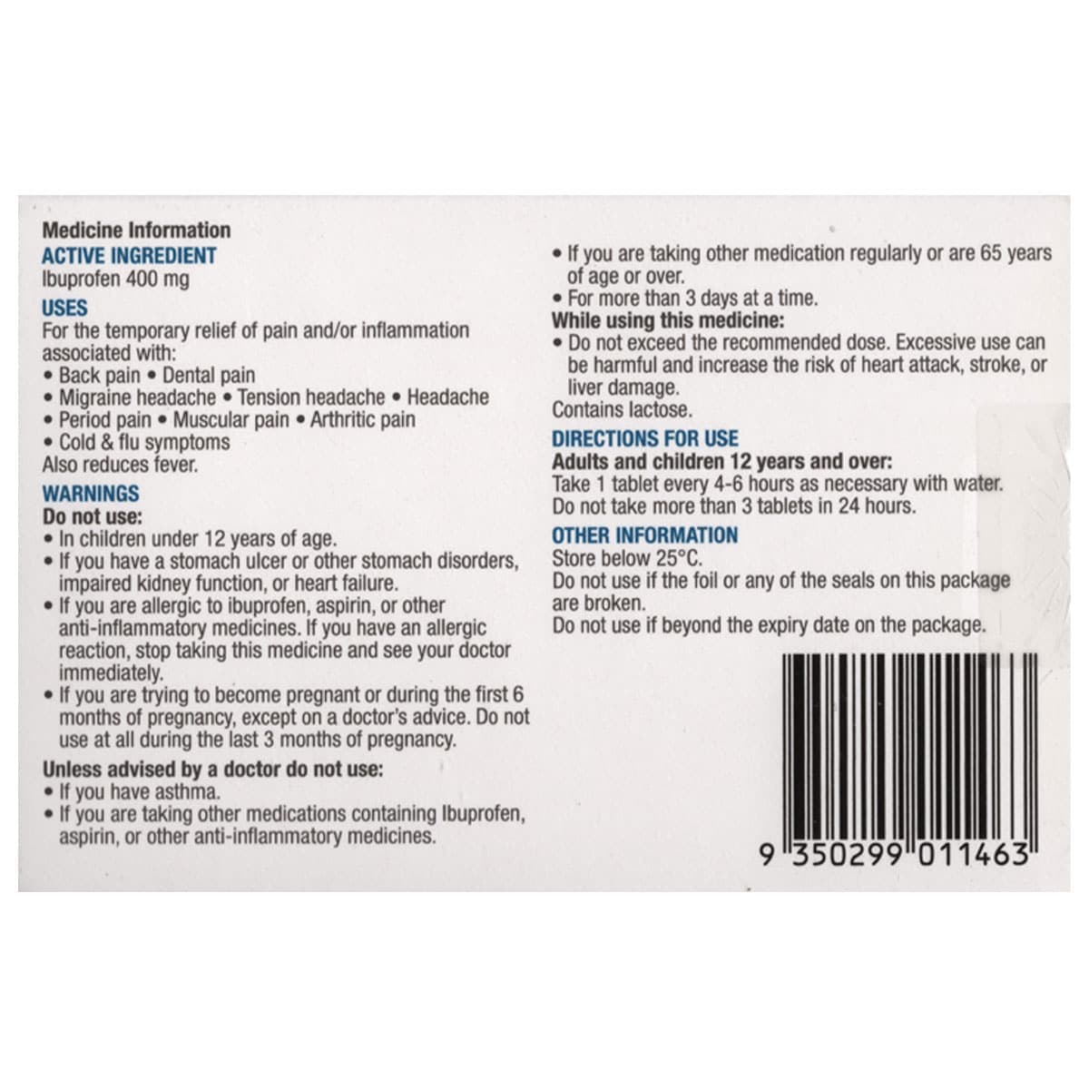 Thumbnail Chemists Own Ibuprofen Double Strength 12 Tablets