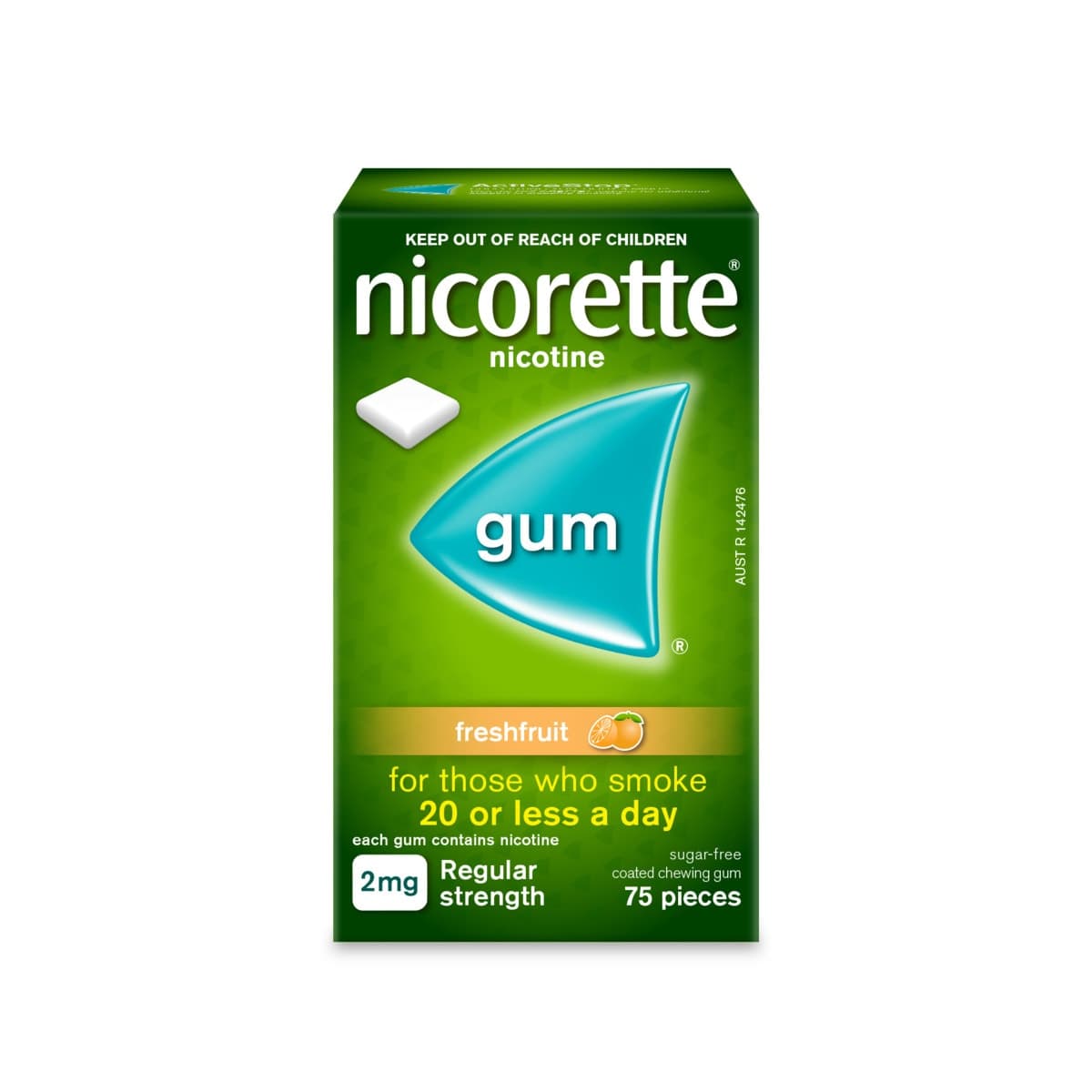Thumbnail Nicorette Quit Smoking Nicotine Gum 2mg Fresh Fruit 75 Pack