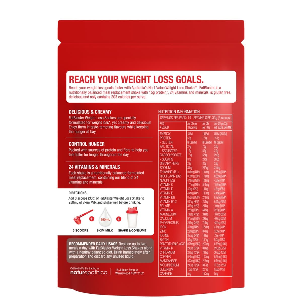 Thumbnail Naturopathica FatBlaster Weight Loss Shake Chocolate 465g