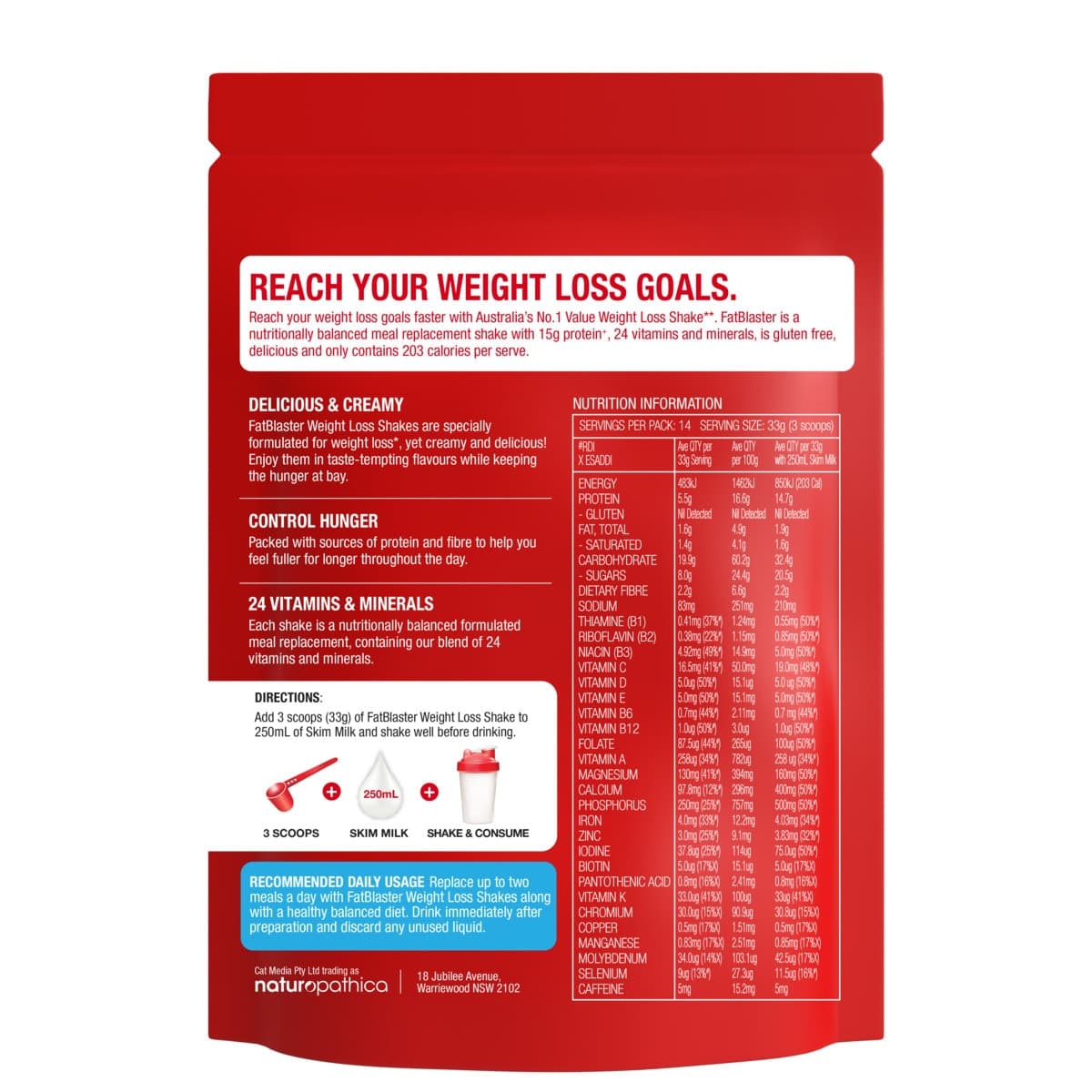 Thumbnail Naturopathica FatBlaster Weight Loss Shake Vanilla 465g