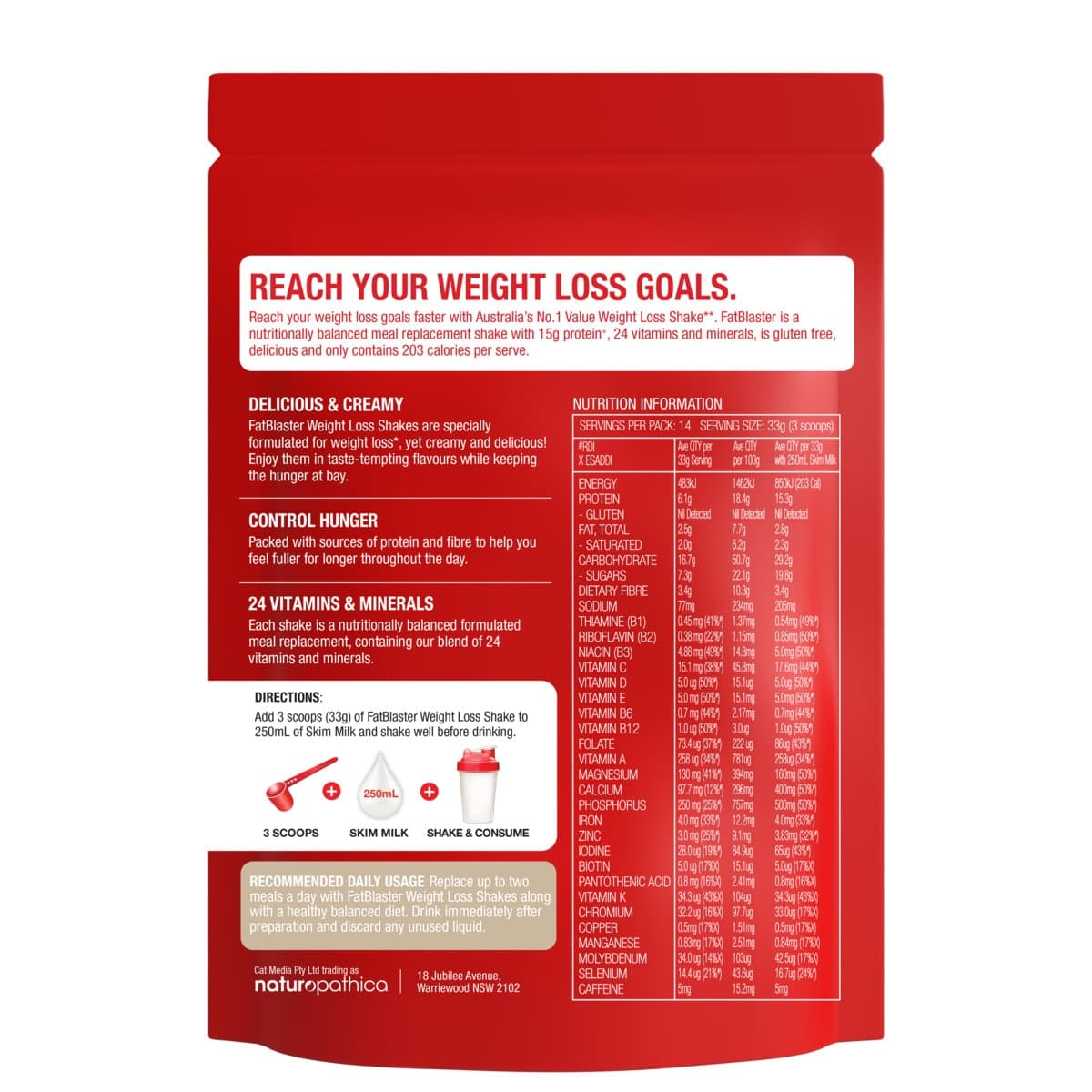 Thumbnail Naturopathica FatBlaster Weight Loss Shake Double Choc Mocha 465g