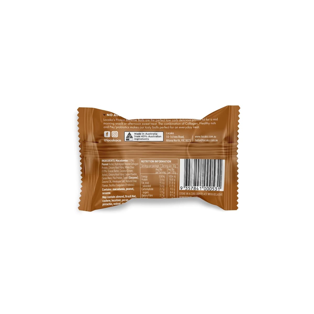 Thumbnail Locako Protein Brownie Balls Macadamia White Choc 30g