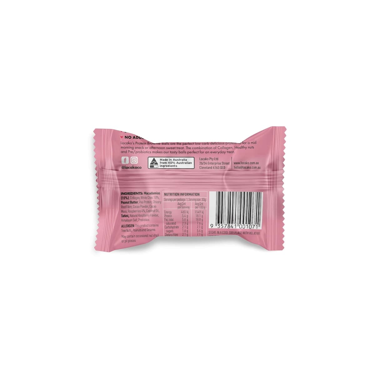 Thumbnail Locako Protein Brownie Balls Raspberry White Choc 30g