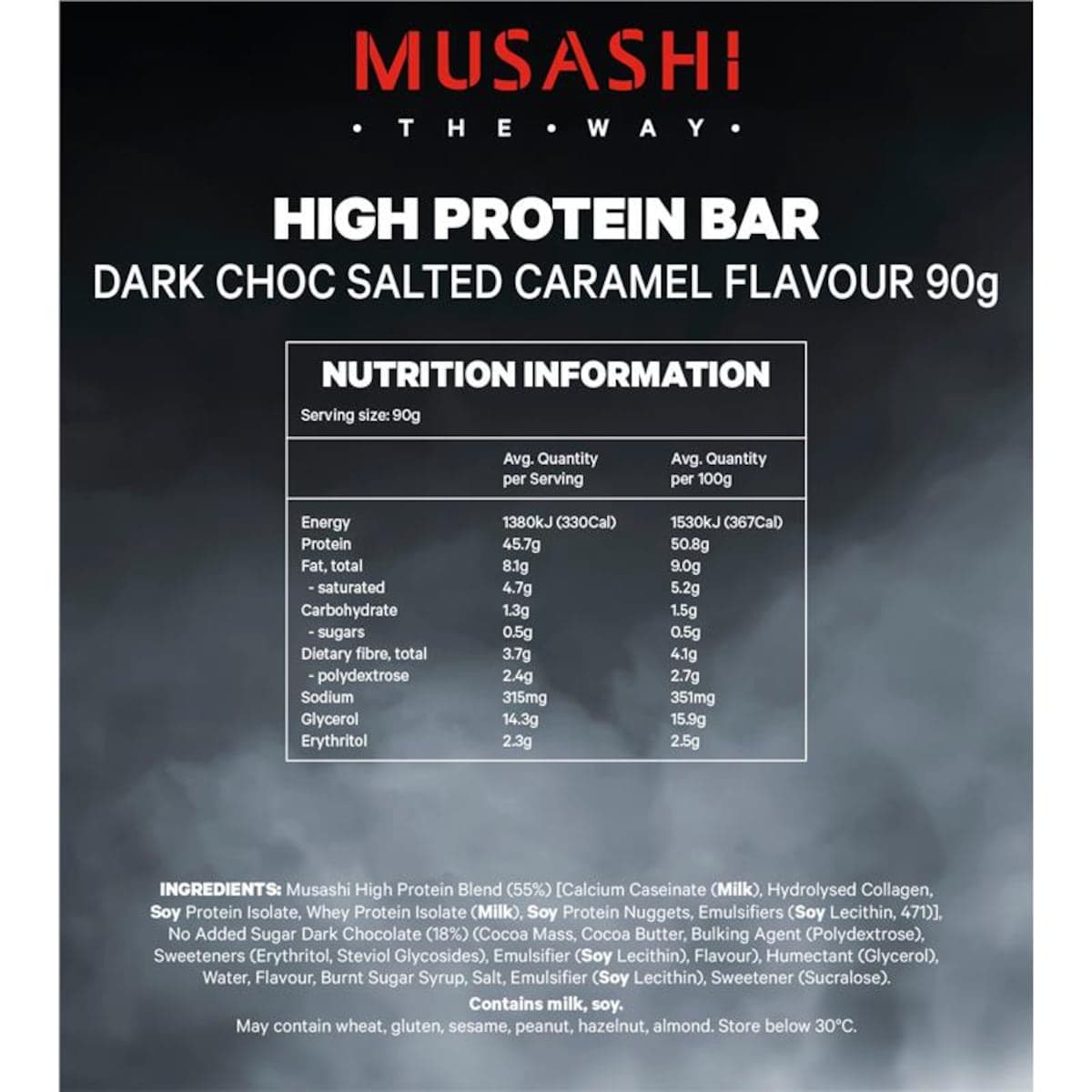 Thumbnail Musashi High Protein Bar Dark Choc Salted Caramel 12 x 90g
