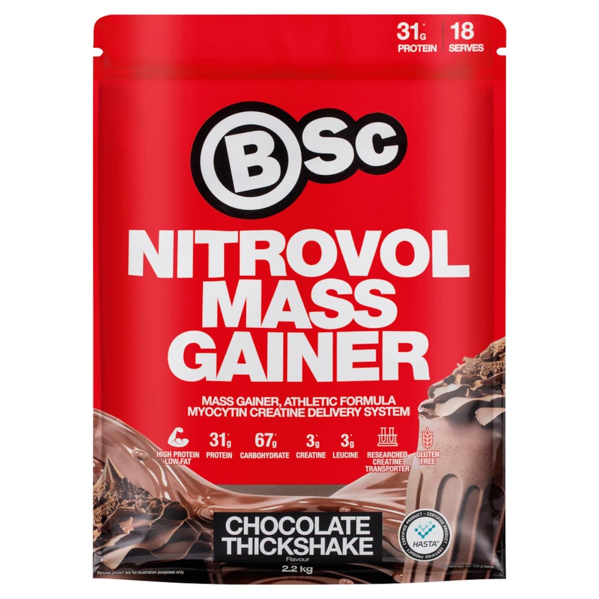 Thumbnail BSc Nitrovol Mass Gainer Protein Powder Chocolate Thickshake - 2.2kg