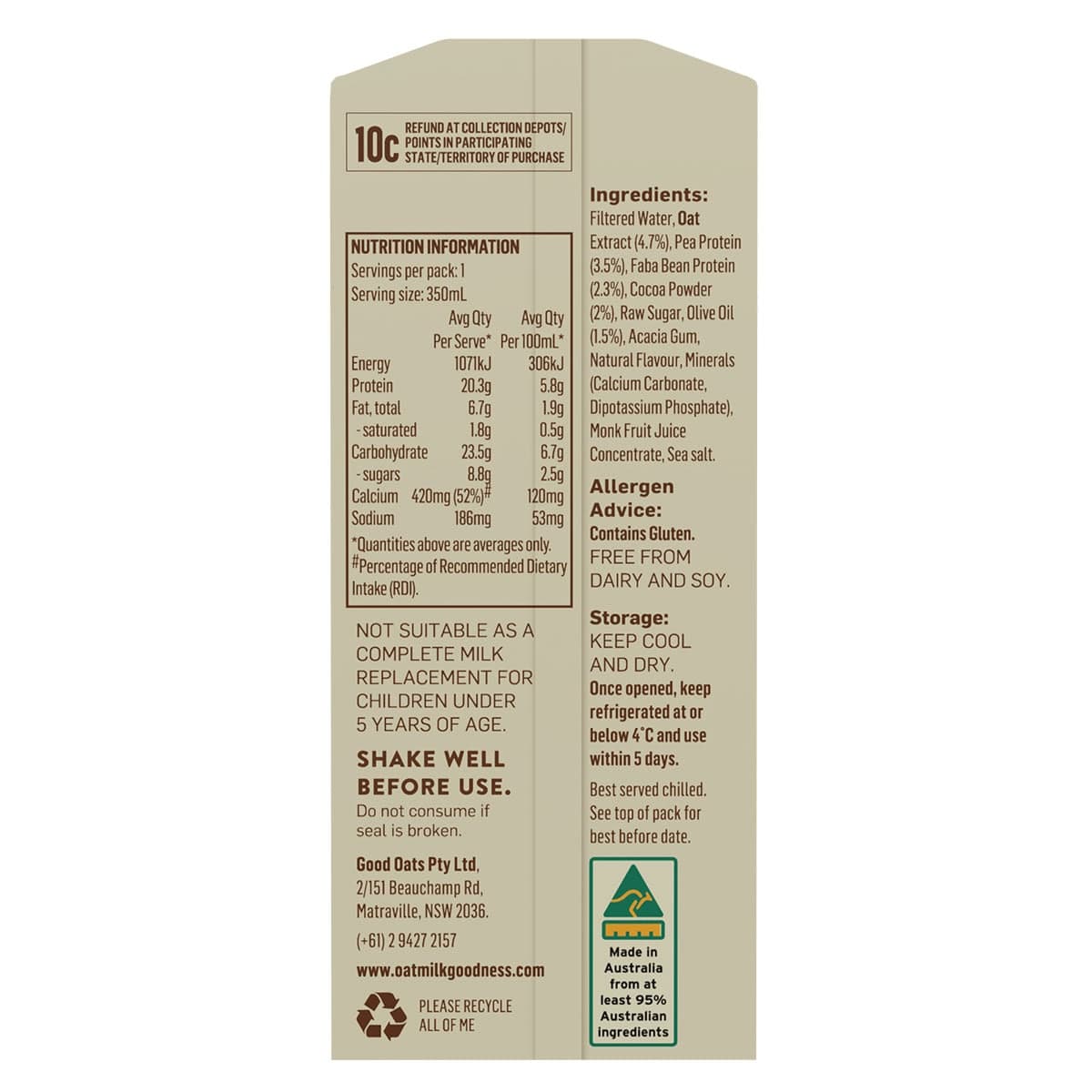 Thumbnail Oat Milk Goodness Chocolate Flavoured Protein Oat Milk - 350ml