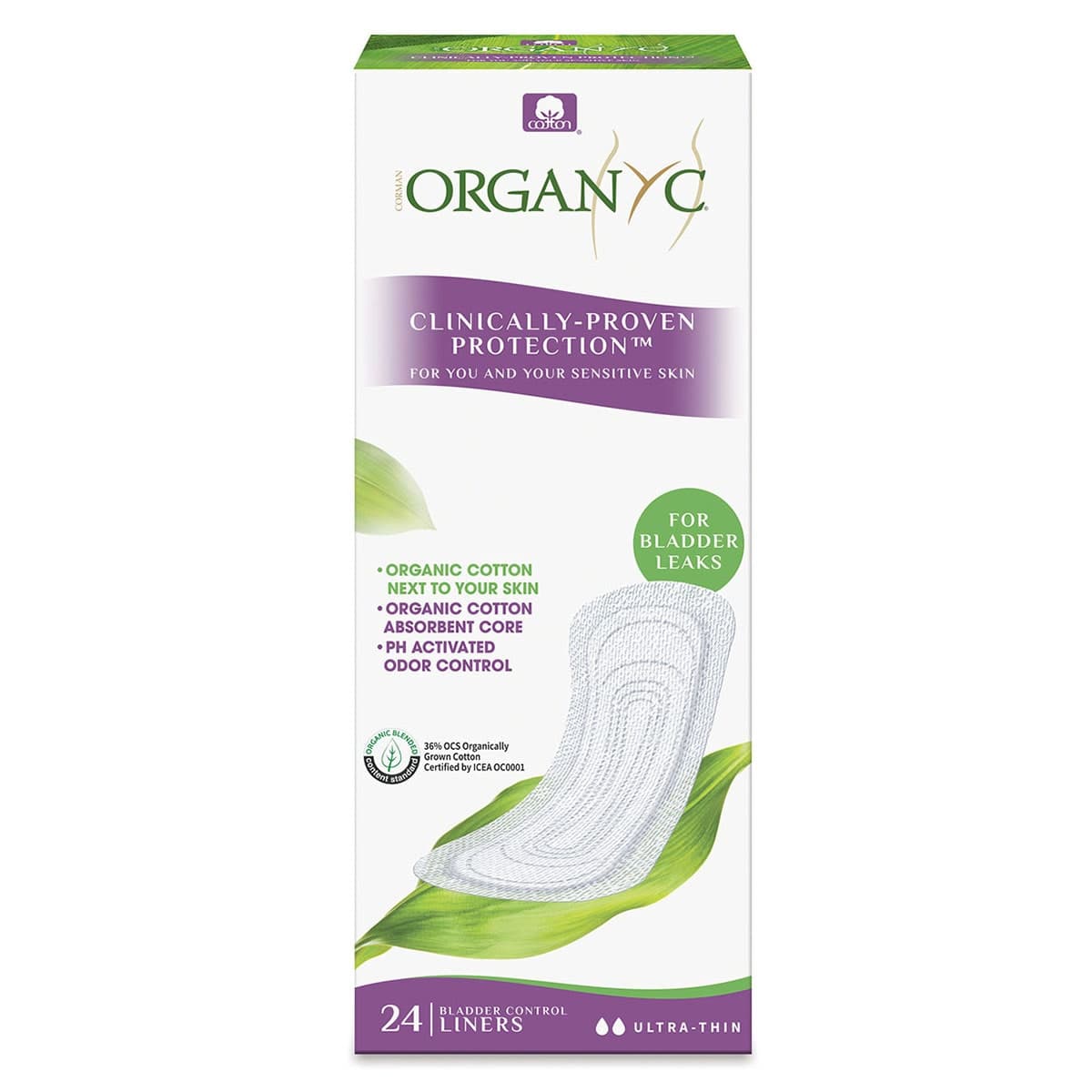 Thumbnail Organyc Cotton Ultra Thin Bladder Control Panty-Liners Light - 24 Pack