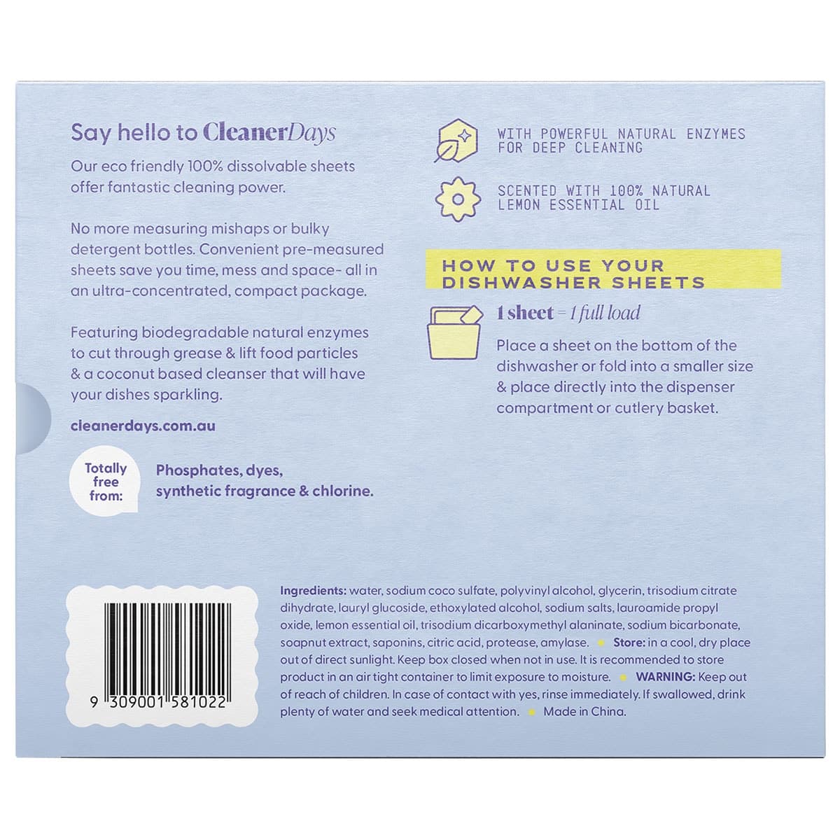 Thumbnail Cleaner Days Dishwasher Detergent Sheets - Lemon 60 Pack