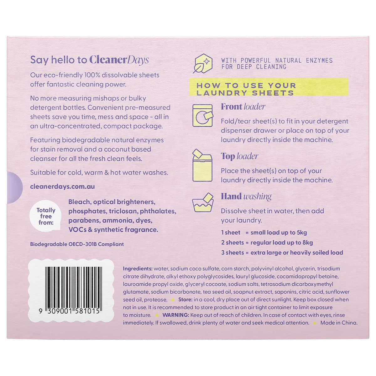 Thumbnail Cleaner Days Laundry Detergent Sheets - Fragrance Free 60 Pack