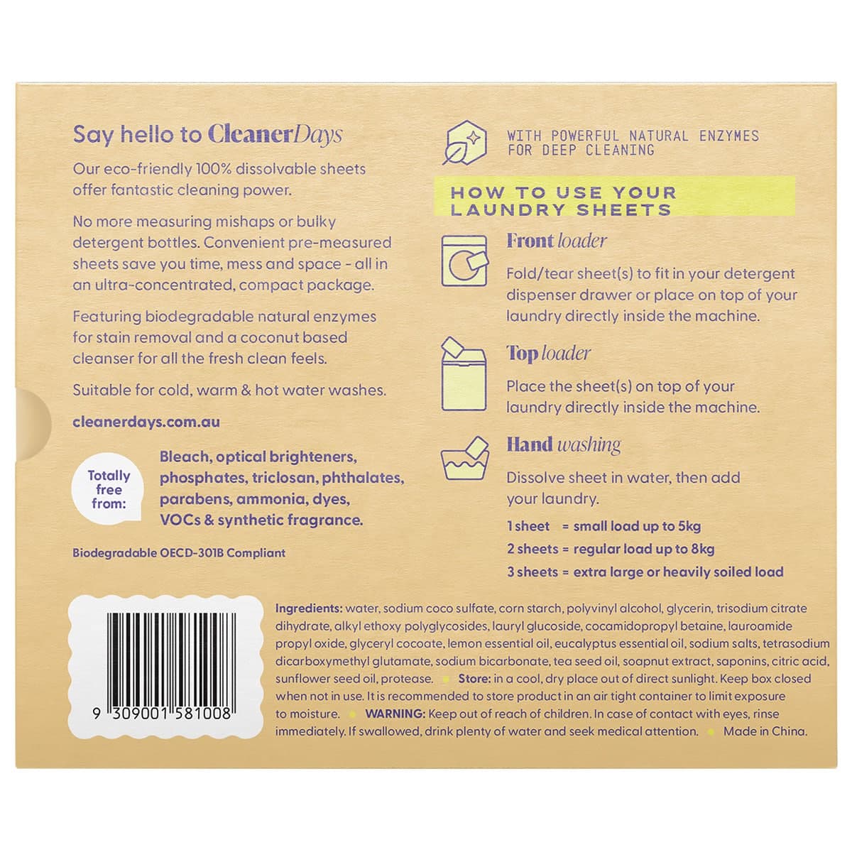 Thumbnail Cleaner Days Laundry Detergent Sheets - Lemon + Eucalyptus 60 Pack