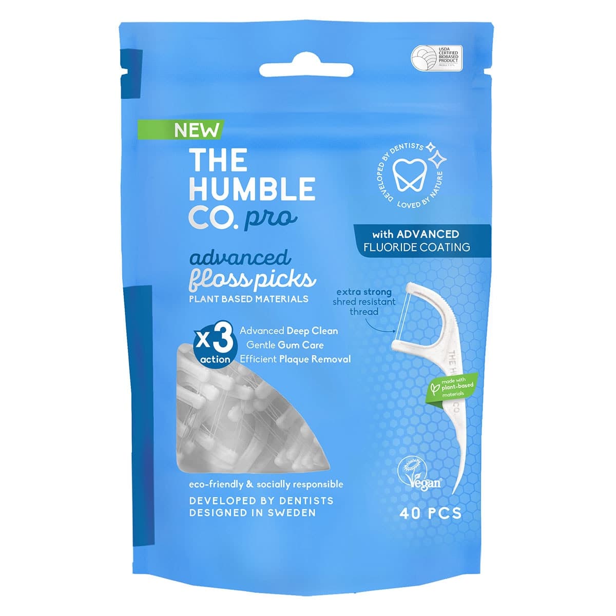 Thumbnail The Humble Co Floss Picks With Fluoride 40 Pack