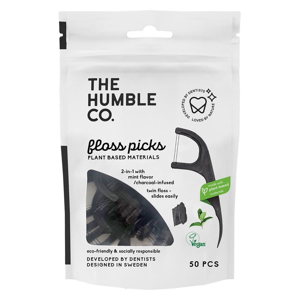 Thumbnail The Humble Co Floss Picks Charcoal 50 Pack