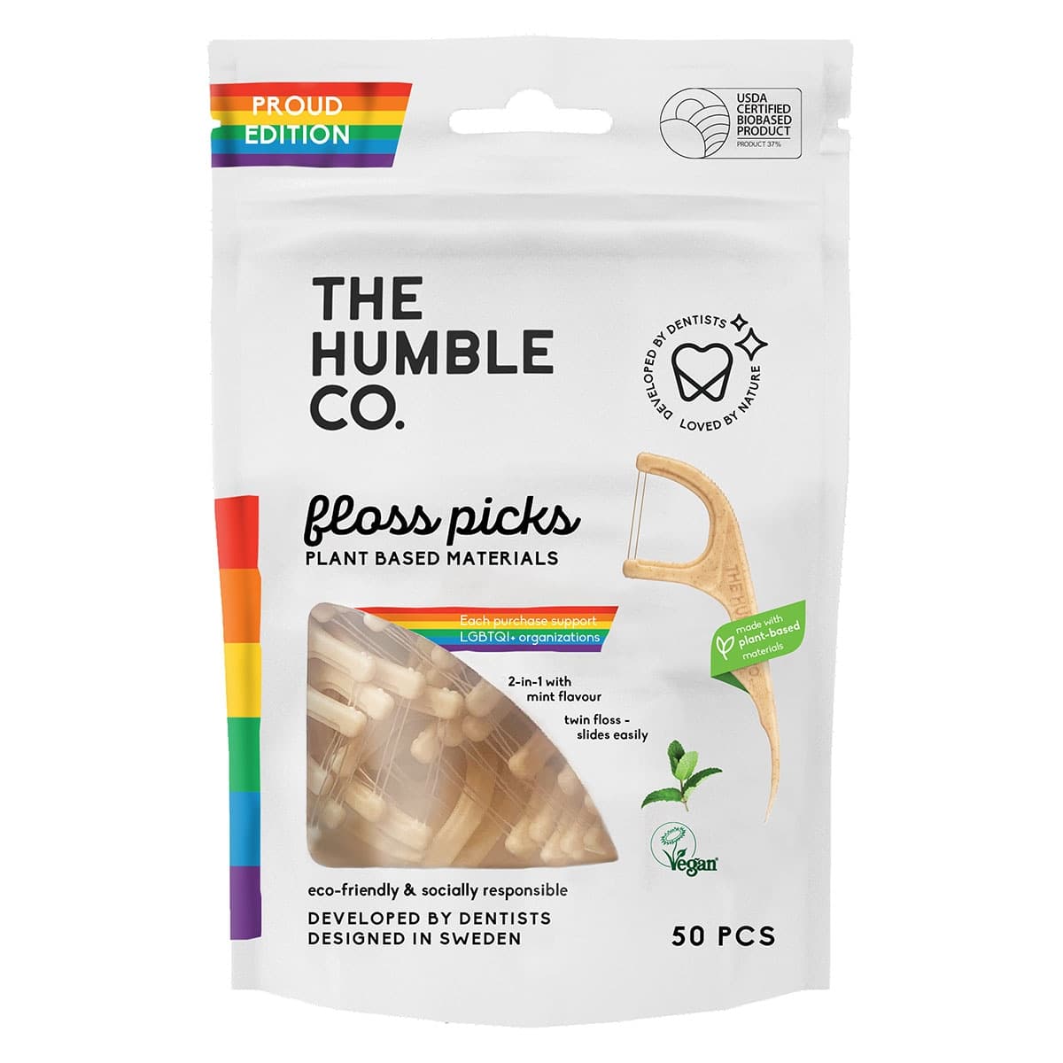 Thumbnail The Humble Co Floss Picks Proud Edition 50 Pack