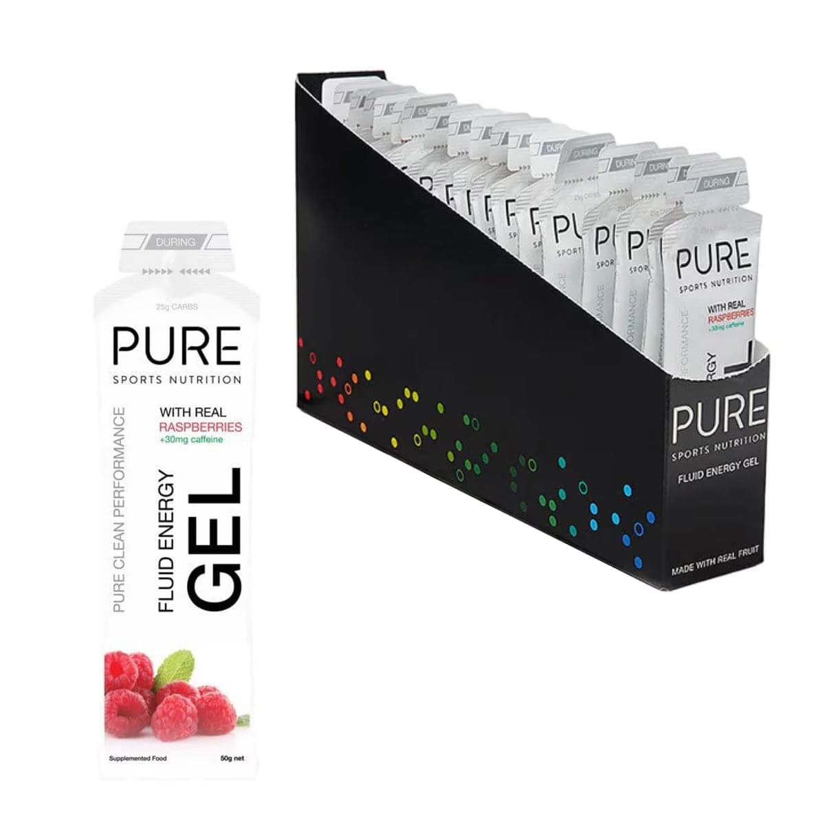 Thumbnail Pure Sports Nutrition Fluid Energy Gel Raspberry Caffeine 18 x 50g