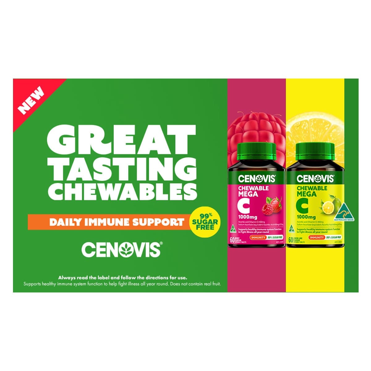 Thumbnail Cenovis Chewable Mega Vitamin C 1000mg Berry 60 Tablets