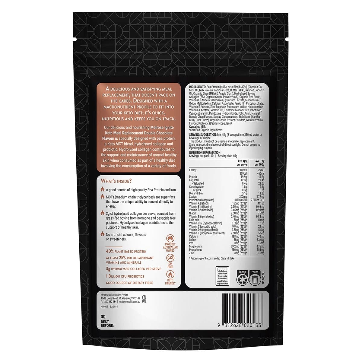 Thumbnail Melrose Ignite Keto Mct Meal Replacement With Mct Double Chocolate 450g