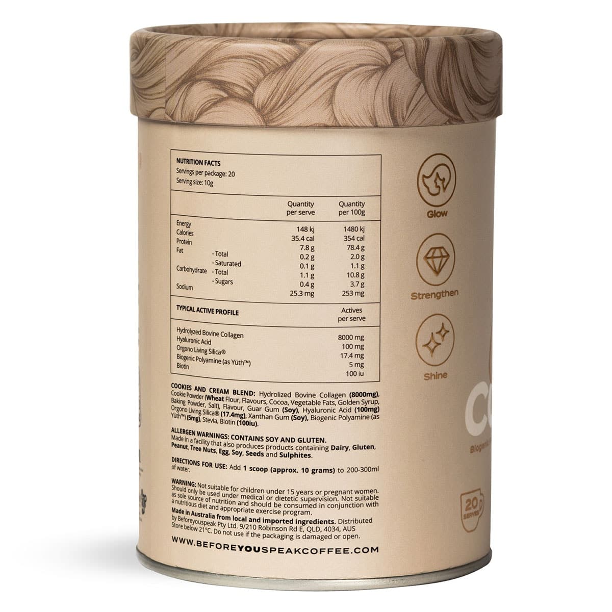 Thumbnail Beforeyouspeak Coffee Collagen Complex - Cookies & Cream 200g