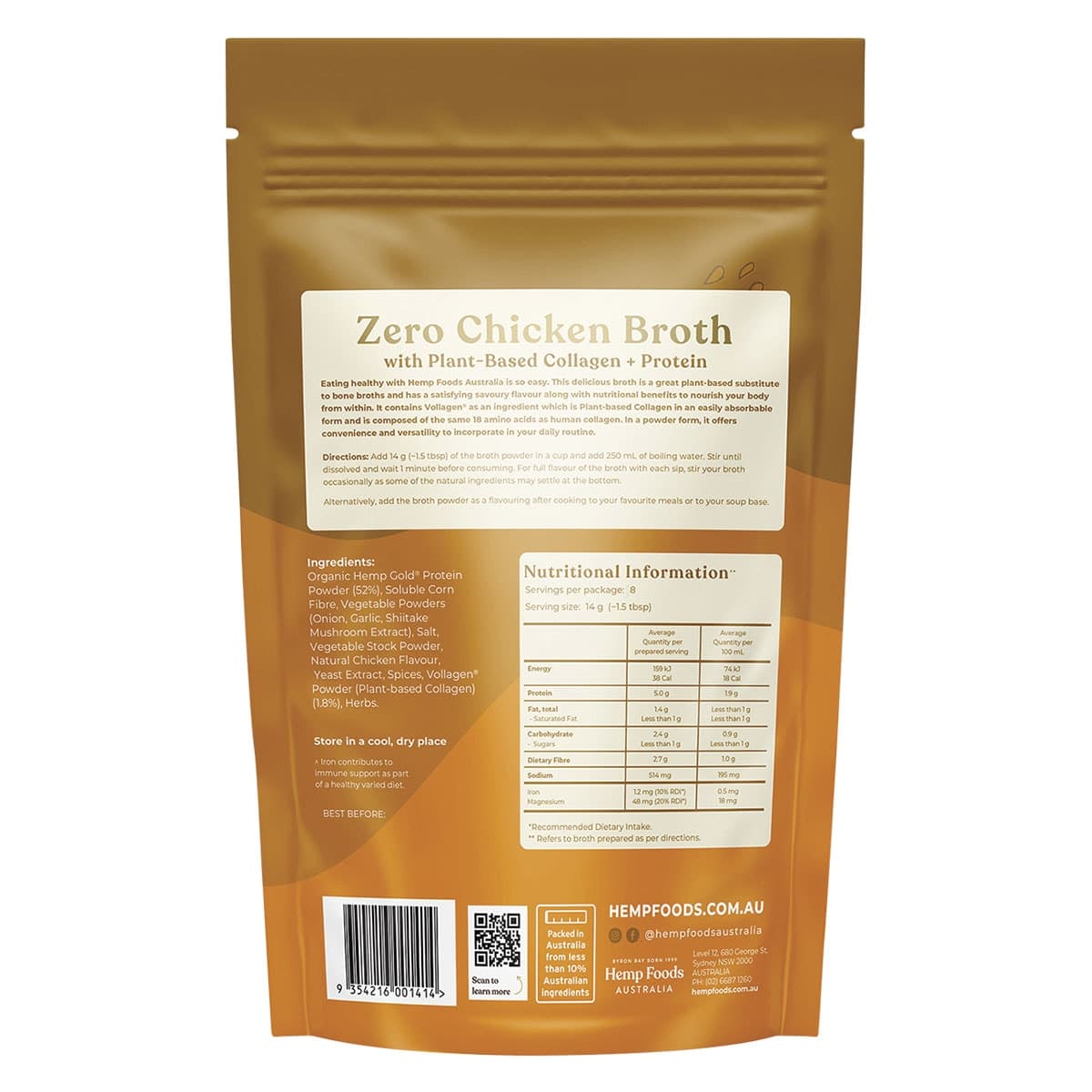 Thumbnail Hemp Foods Australia Immunity Support Zero Chicken Broth 112g