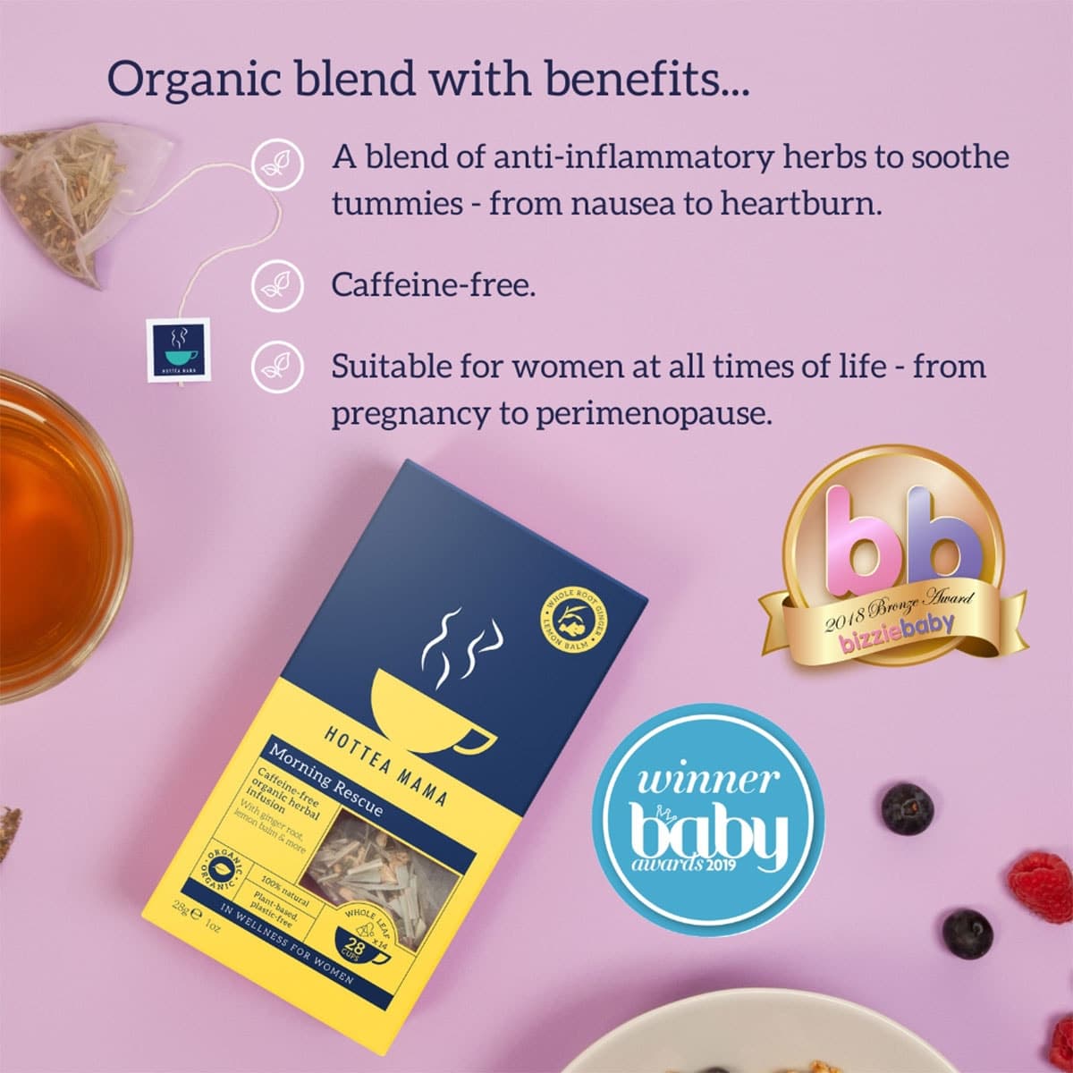 Thumbnail Hottea Mama Organic Morning Rescue Herbal Tea 14 Pack
