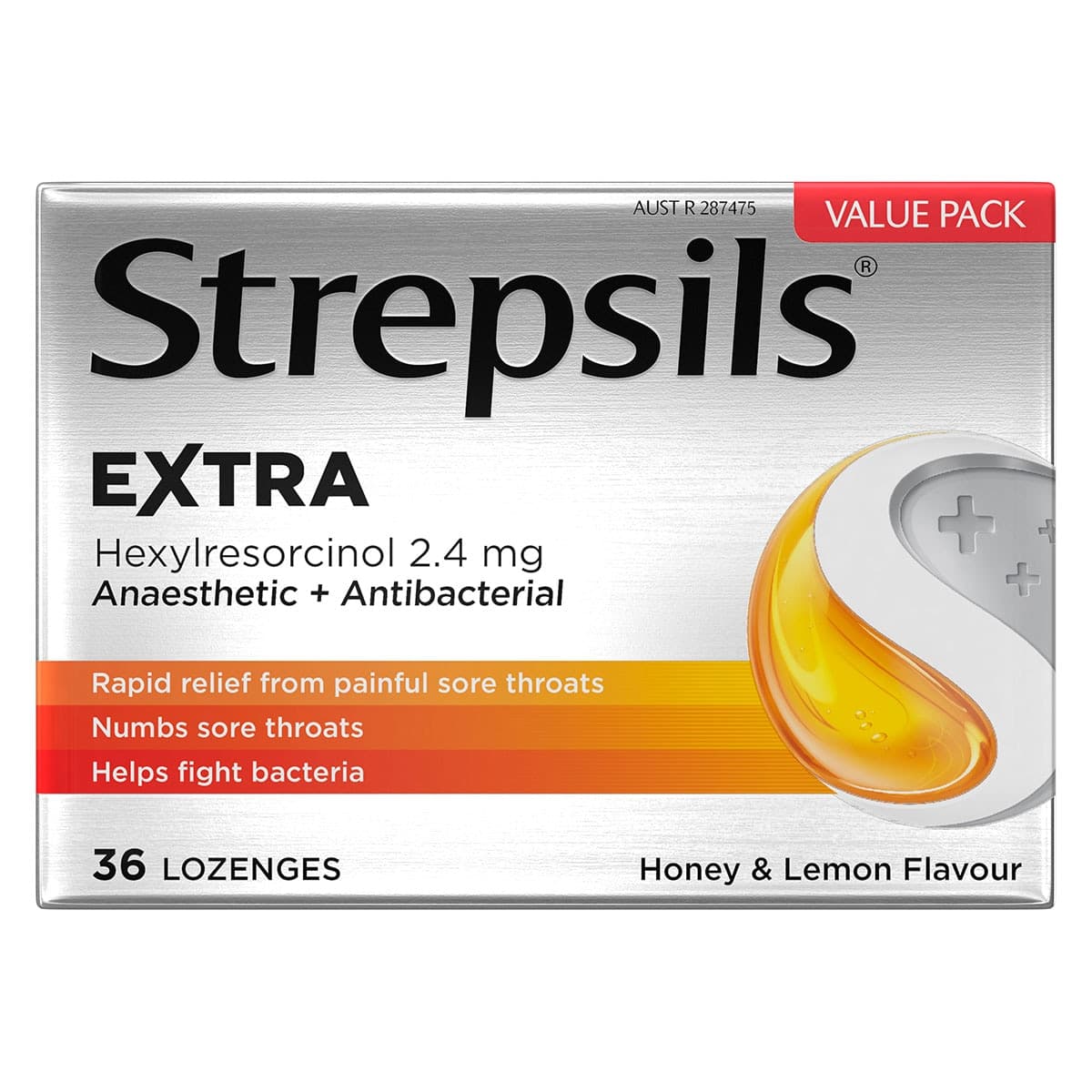 Thumbnail Strepsils Extra Rapid Sore Throat Relief with Anaesthetic Honey & Lemon 36 Lozenges