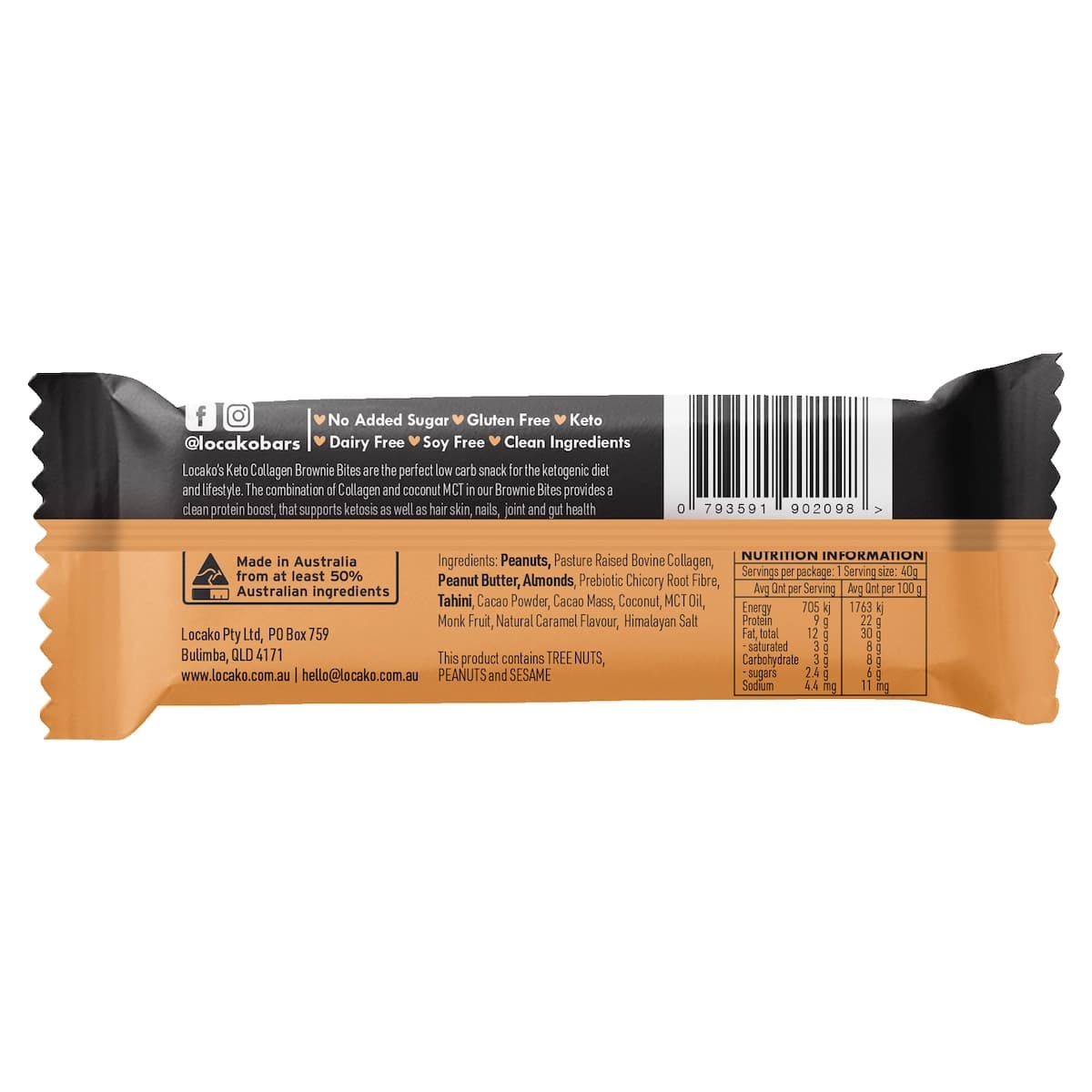 Thumbnail Locako Keto Collagen Brownie Bite Peanut Butter Caramel 40g