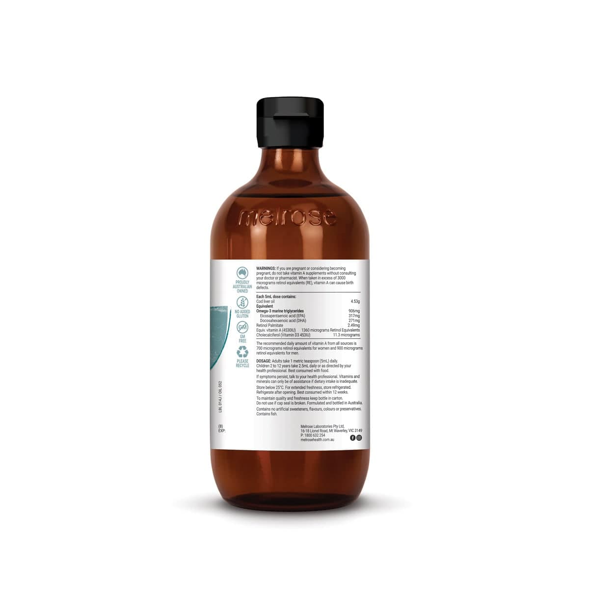 Thumbnail Melrose Cod Liver Oil Health & Vision 500ml