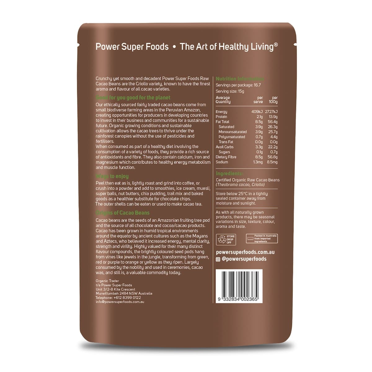 Thumbnail Power Super Foods Cacao Beans Origin 250g