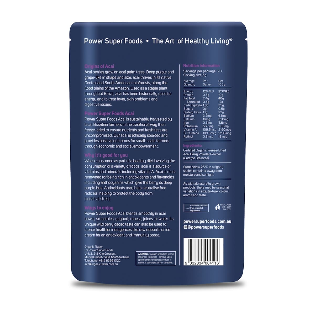 Thumbnail Power Super Foods Acai Powder Organic 100g
