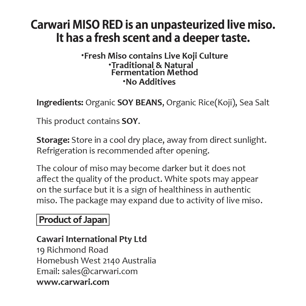 Thumbnail Carwari Organic Brown Rice Miso Red 300g
