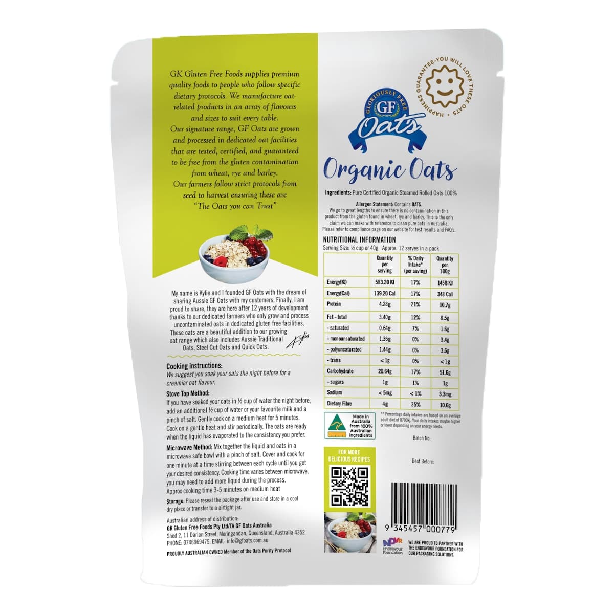 Thumbnail Gloriously Free Uncontaminated Organic Oats 1kg