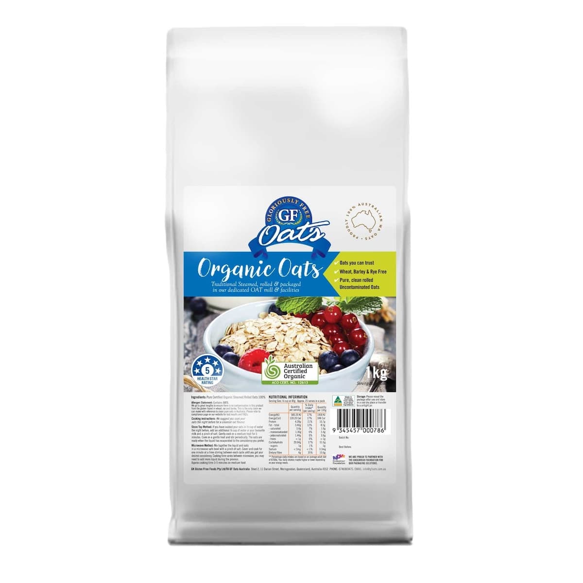 Thumbnail Gloriously Free Uncontaminated Organic Oats 1kg