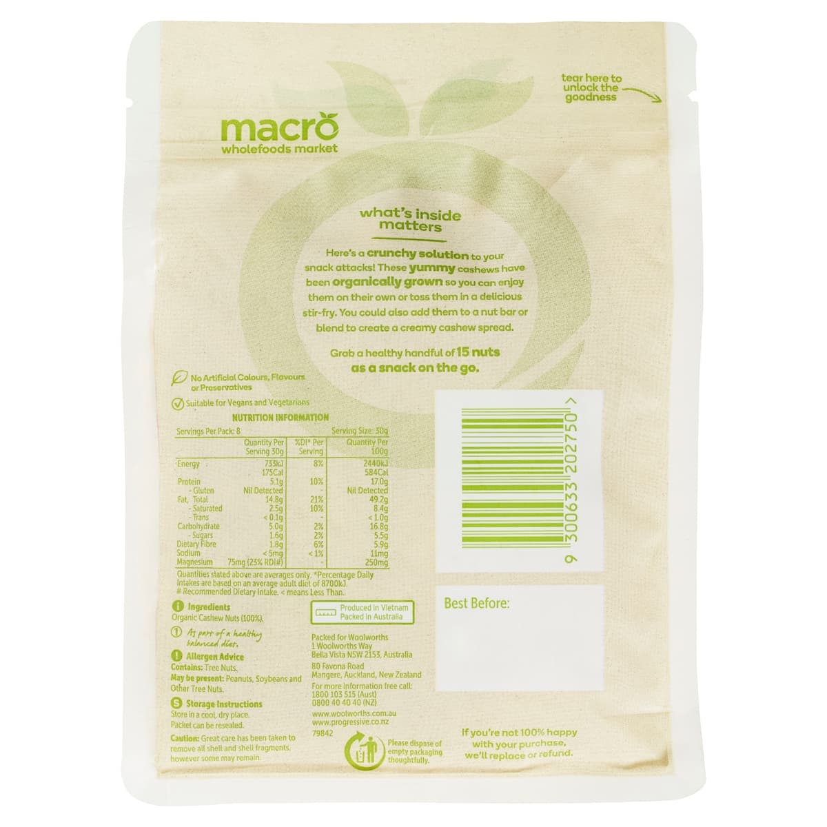 Thumbnail Macro Organic Natural Cashews 250g