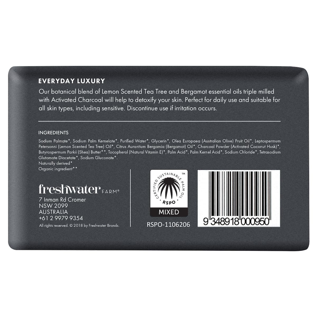 Thumbnail Freshwater Farm Activated Charcoal Body Bar 200g