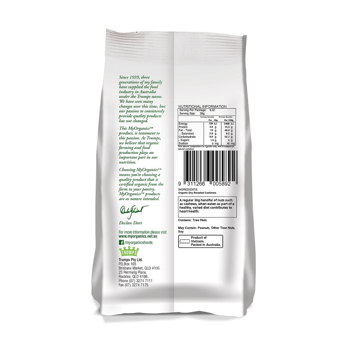 Thumbnail My Organics Cashews Dry Roast 200g