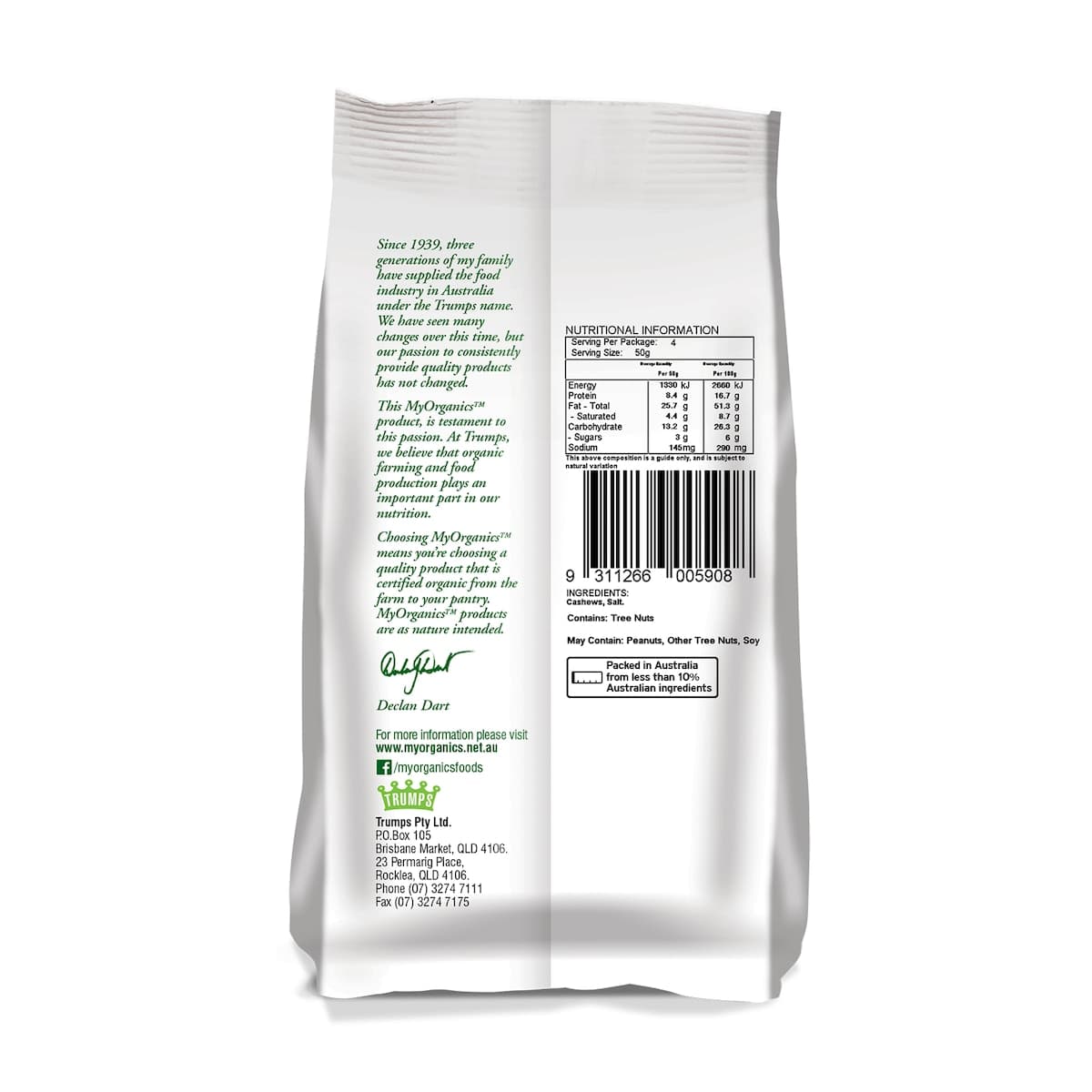 Thumbnail My Organics Dry Roasted & Salted Cashews 200g