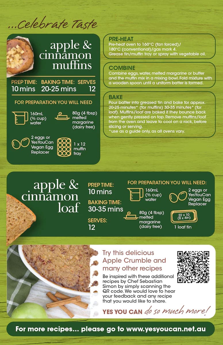 Thumbnail YesYouCan Apple & Cinnamon Muffin Mix 400g