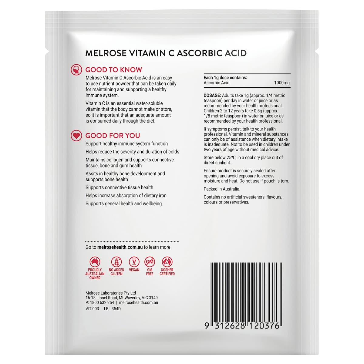 Thumbnail Melrose Vitamin C Ascorbic Acid Powder 125g