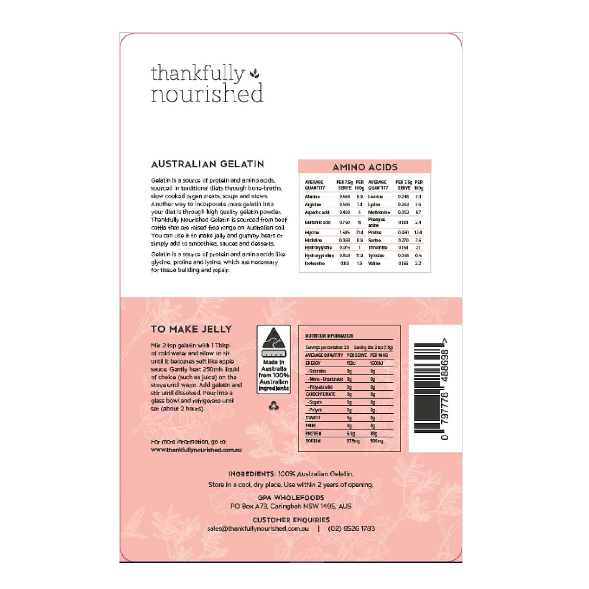 Thumbnail Thankfully Nourished Australian Gelatin 125g