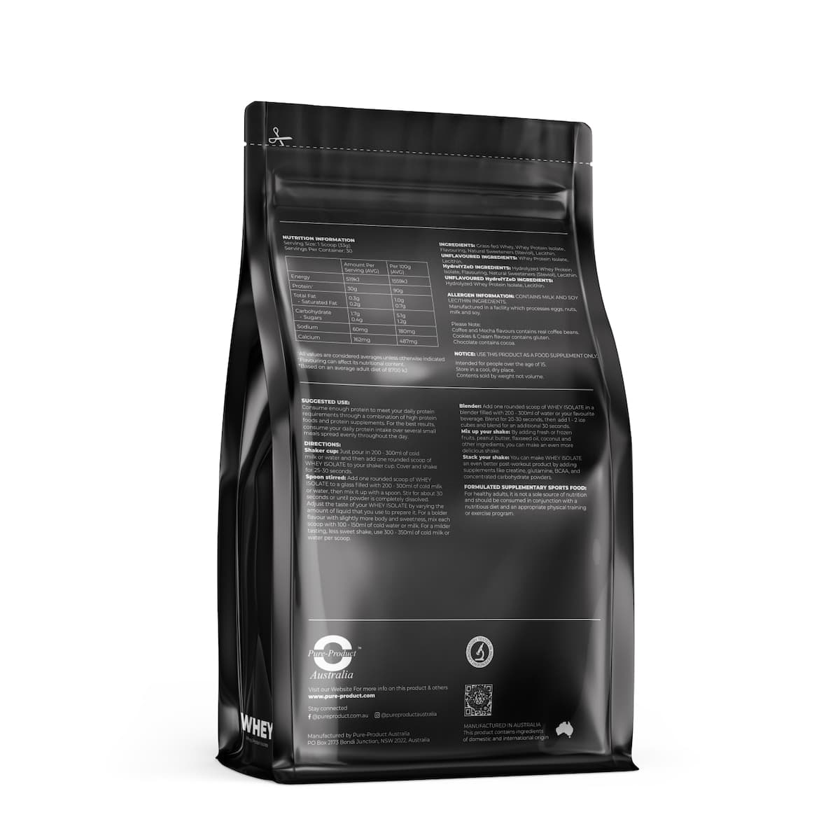 Thumbnail Pure Product Australia Whey Protein Isolate Chocolate 1kg