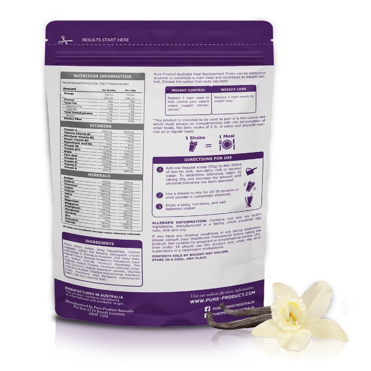 Thumbnail Pure Product Australia Meal Replacement Shake Vanilla 1kg