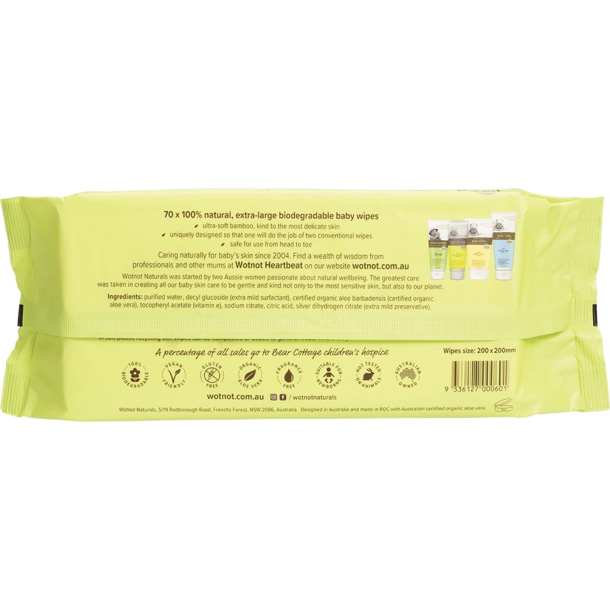 Thumbnail Wotnot Biodegradable 100% Natural Baby Wipes 70 Pack