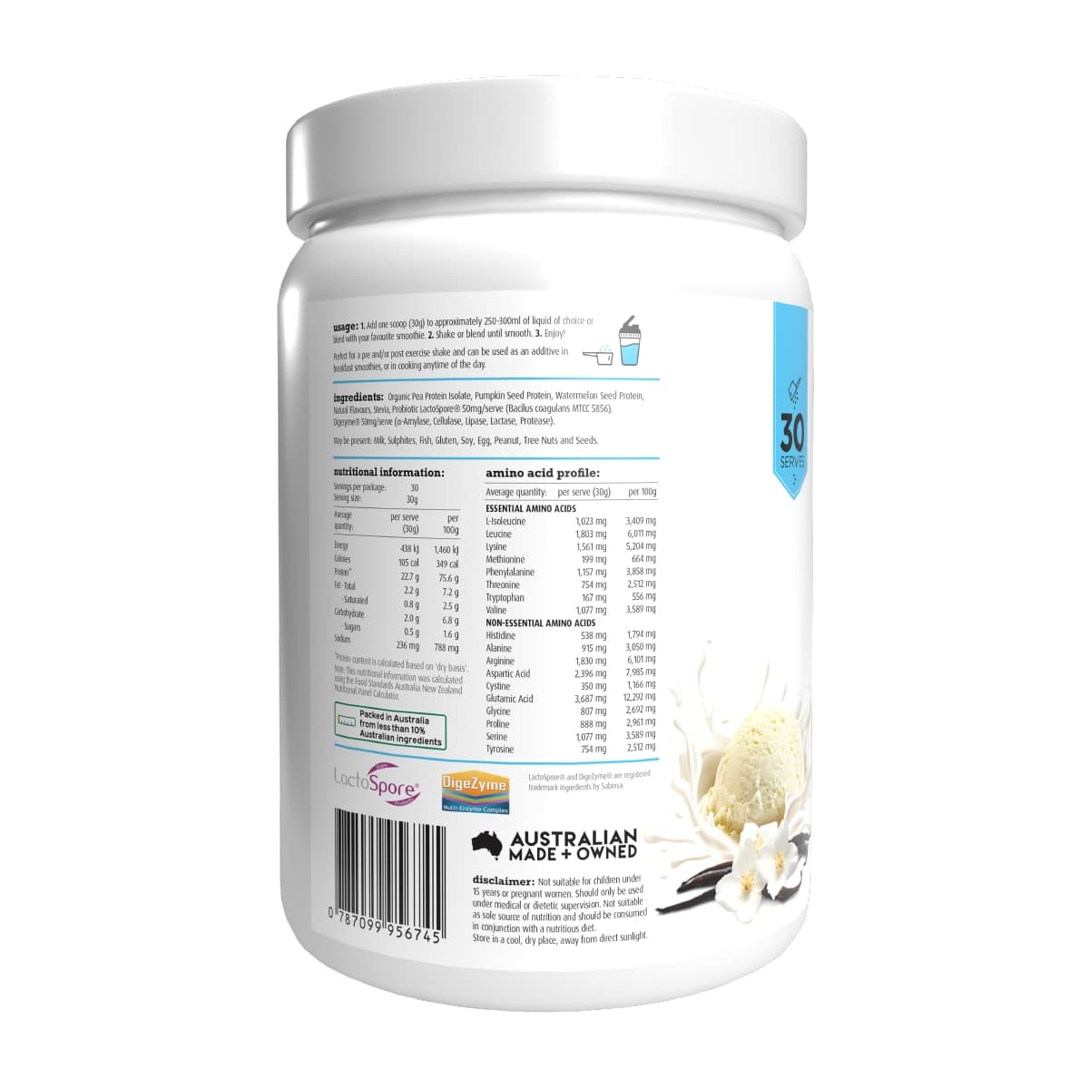 Thumbnail White Wolf Nutrition Vegan Natural+Lean Protein French Vanilla 900g