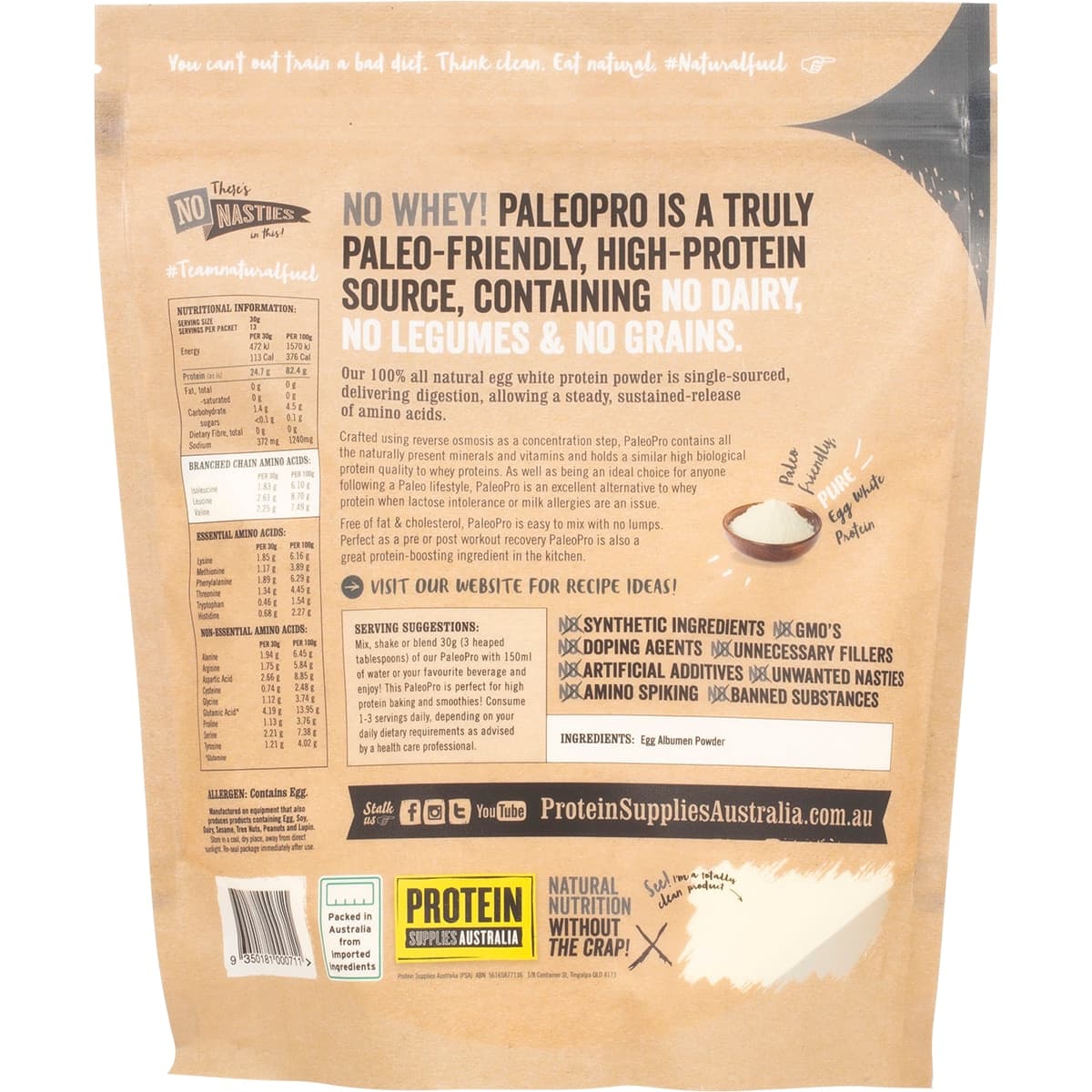Thumbnail Protein Supplies Australia Paleo Egg White Protein Unflavoured 400g
