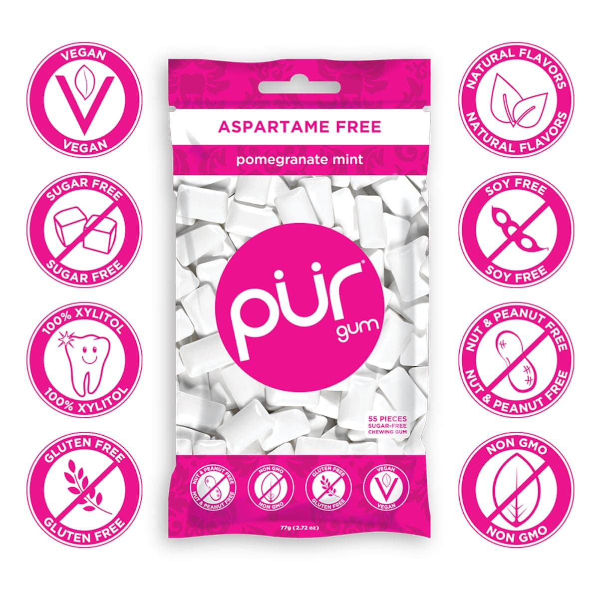 Thumbnail PUR Pomegranate Mint Gum Bag 77g