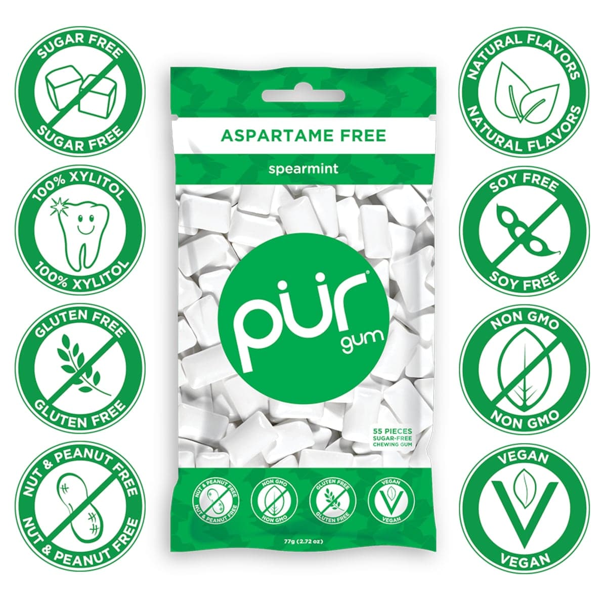 Thumbnail PUR Spearmint Gum Bag 77g