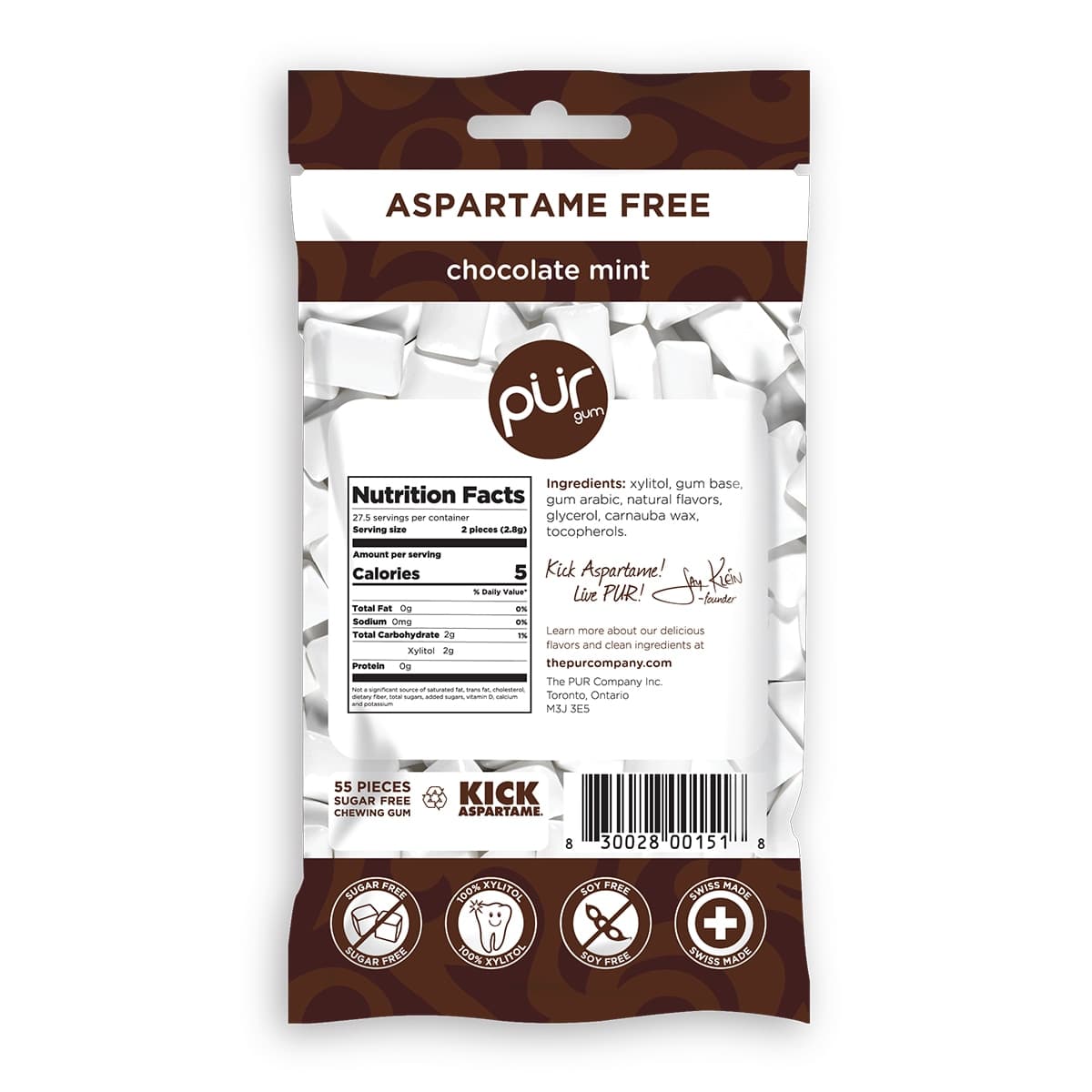 Thumbnail PUR Chocolate Mint Gum Bags 77g