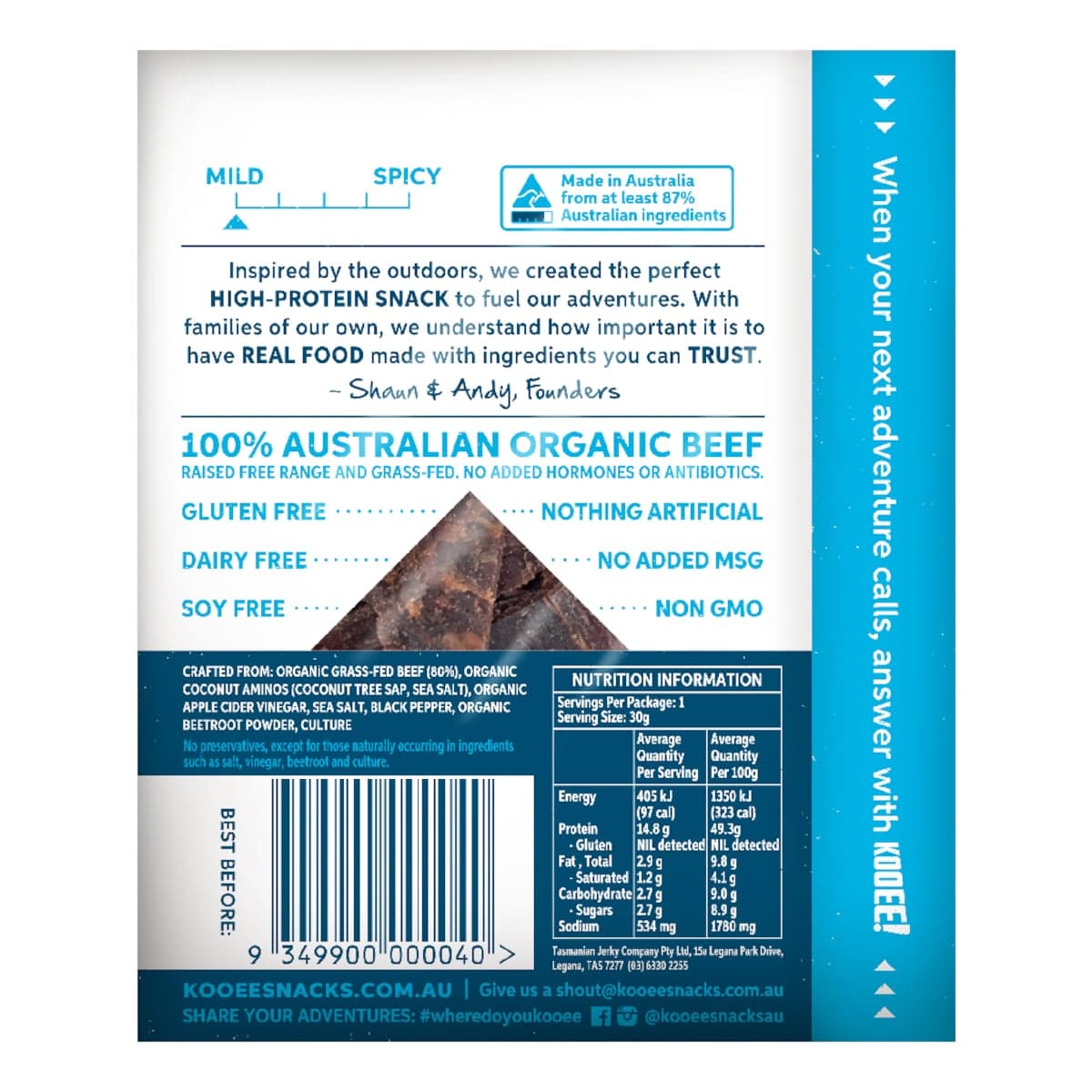 Thumbnail Kooee Natural Beef Jerky Sea Salt 30g