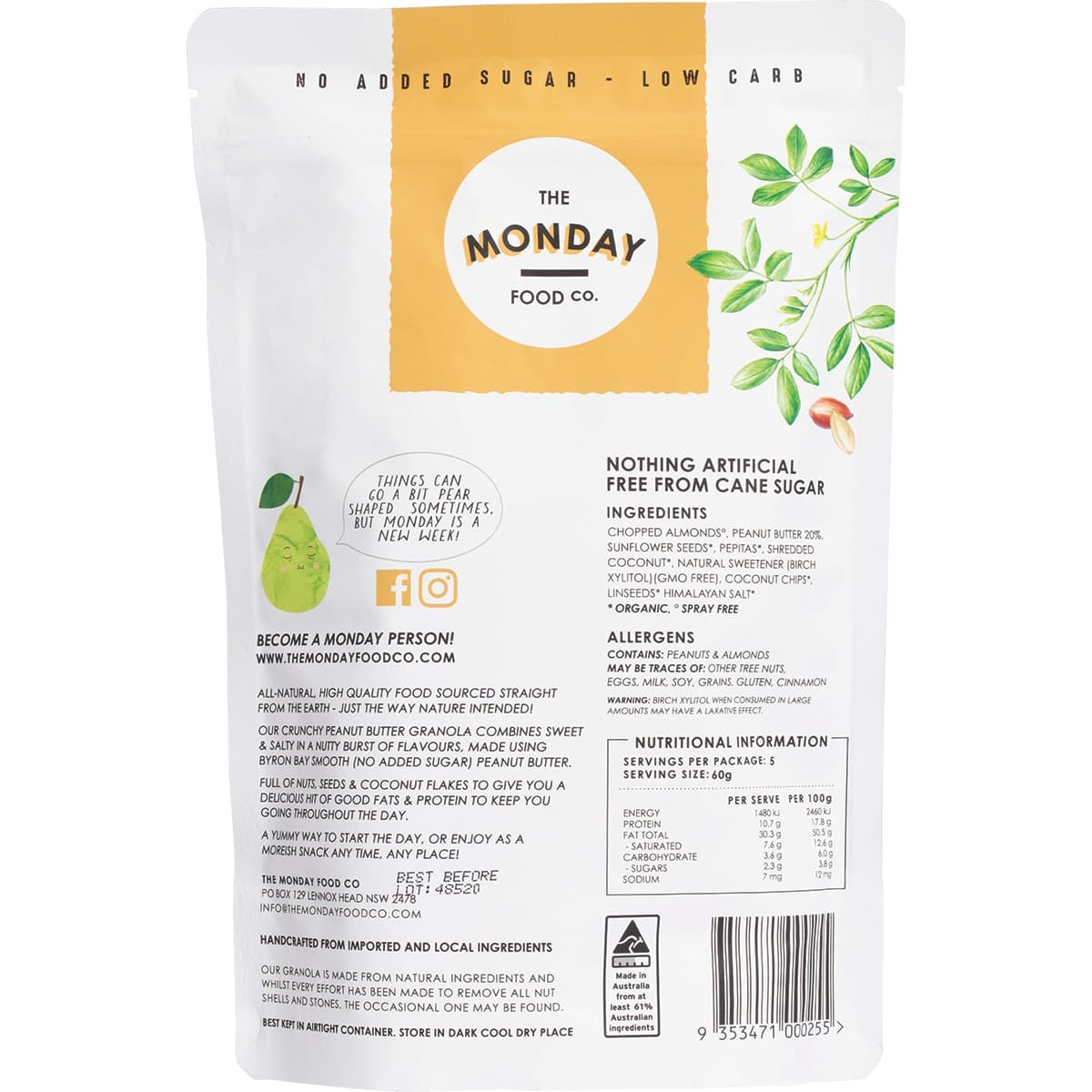Thumbnail THE MONDAY FOOD CO Keto Granola Crunchy Peanut Butter 300g